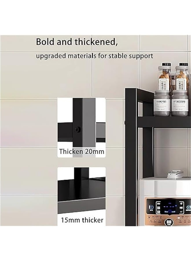 بيوينتي رف التخزين مع سلة الشبكة الغارقة ، وحدة الرف ذات القدرة الكبيرة ، رف معدني مستقل ، بسهولة تجميع رف التخزين لمطبخ المرآب ، القبو ، مخزن (4 طبقات أسود) - Image 4