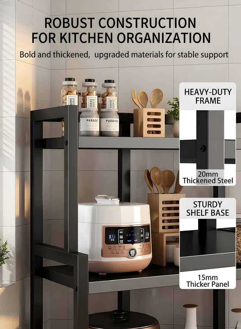 Beauenty Storage Rack with Sunken Mesh Basket, Large Capacity Shelving Unit, Freestanding Metal Rack, Easily Assemble Storage Rack for Garage Kitchen, Basement, Pantry (4-Tier Black) - Image 5