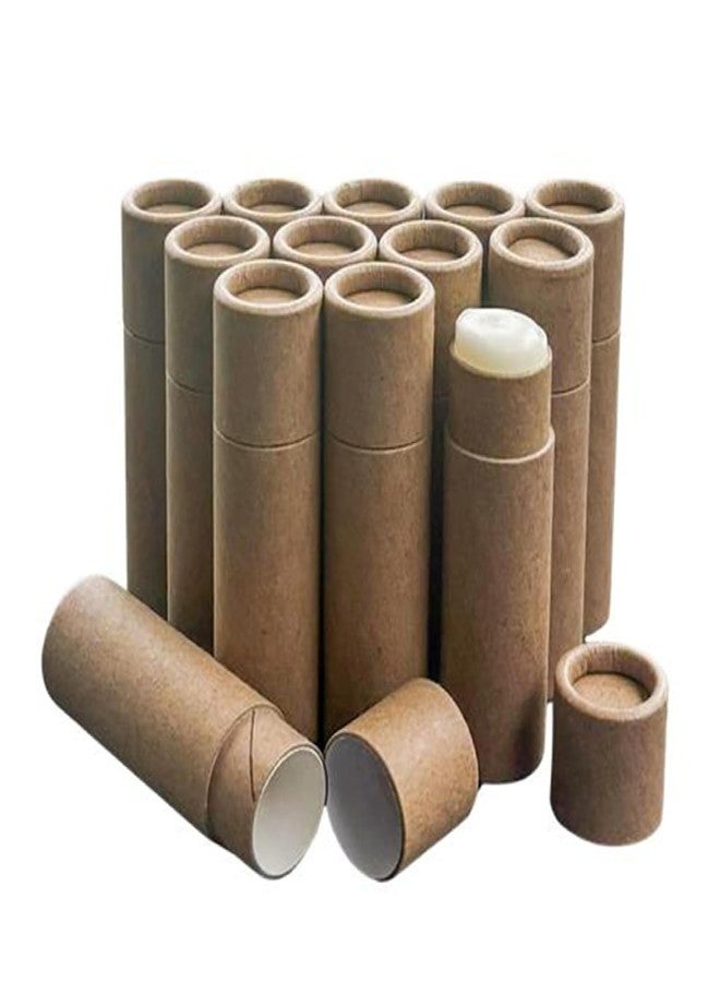 GREENWAY CONTAINERS GreenWay 0.15oz / 4.25g Kraft Paperboard Lip Balm Tubes with Lids - 12 Pack Lip Gloss Tubes Refillable DIY Cosmetic Containers – Extra Thick Push-Up Bottom Lip Balm Containers - Brown - Image 1