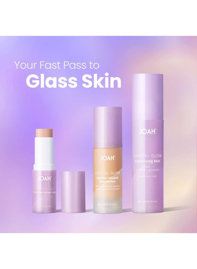 JOAH Crystal Glow Peptide-Infused Foundation, 2-in-1 Multitasking Korean Makeup with Blurring Face Primer, Luminizer, Hydration & Skin Defense for a Flawless Finish, 1.01 Oz, Tan Warm - Image 5