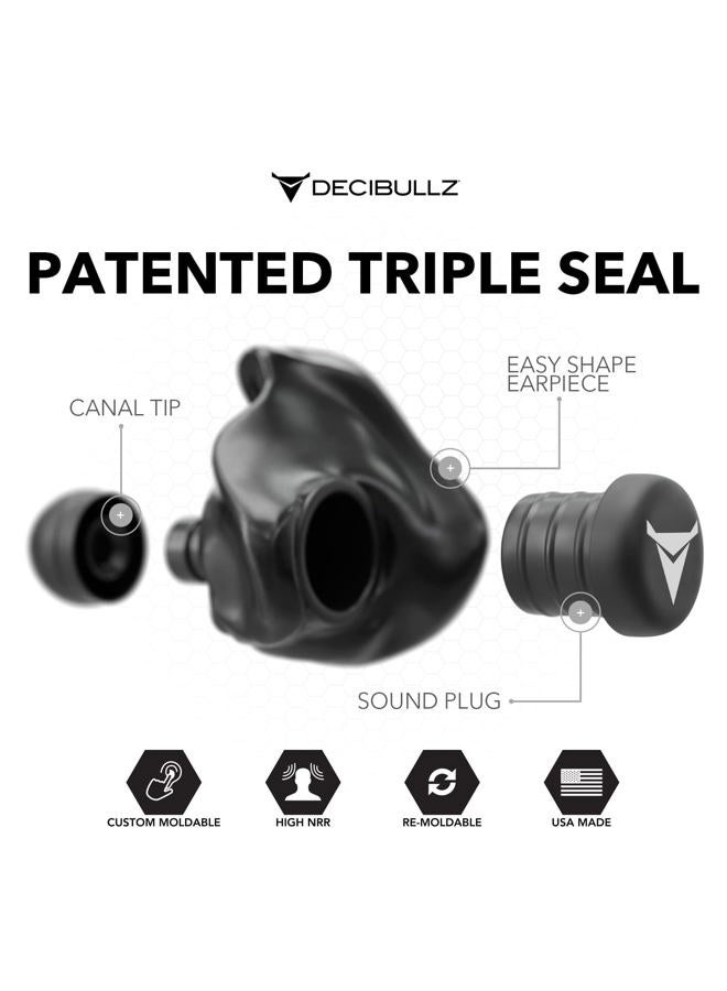Decibullz Custom Molded Earplugs, 31dB Highest NRR, Comfortable Hearing Protection for Shooting, Travel, Swimming, Work and Concerts (Black) - Image 3