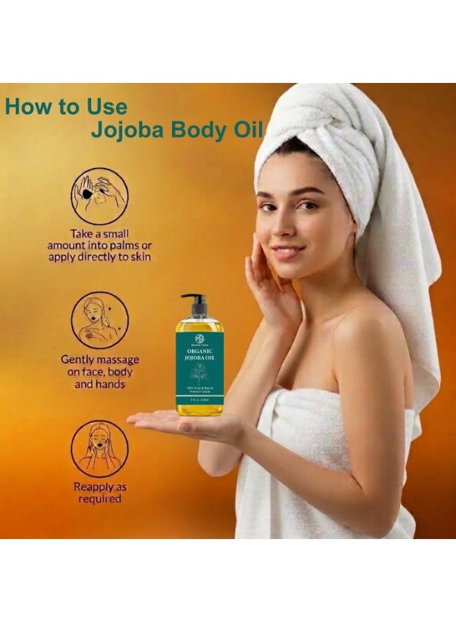 Mudassir Gulzar Organic Jojoba Oil 236ml (8 fl oz), 100% Pure & Natural Moisturizing Hair Oil for Hair & Skin Care, Cold Pressed Jojoba Oil for Hair, Face, Beard & Massage - Image 3