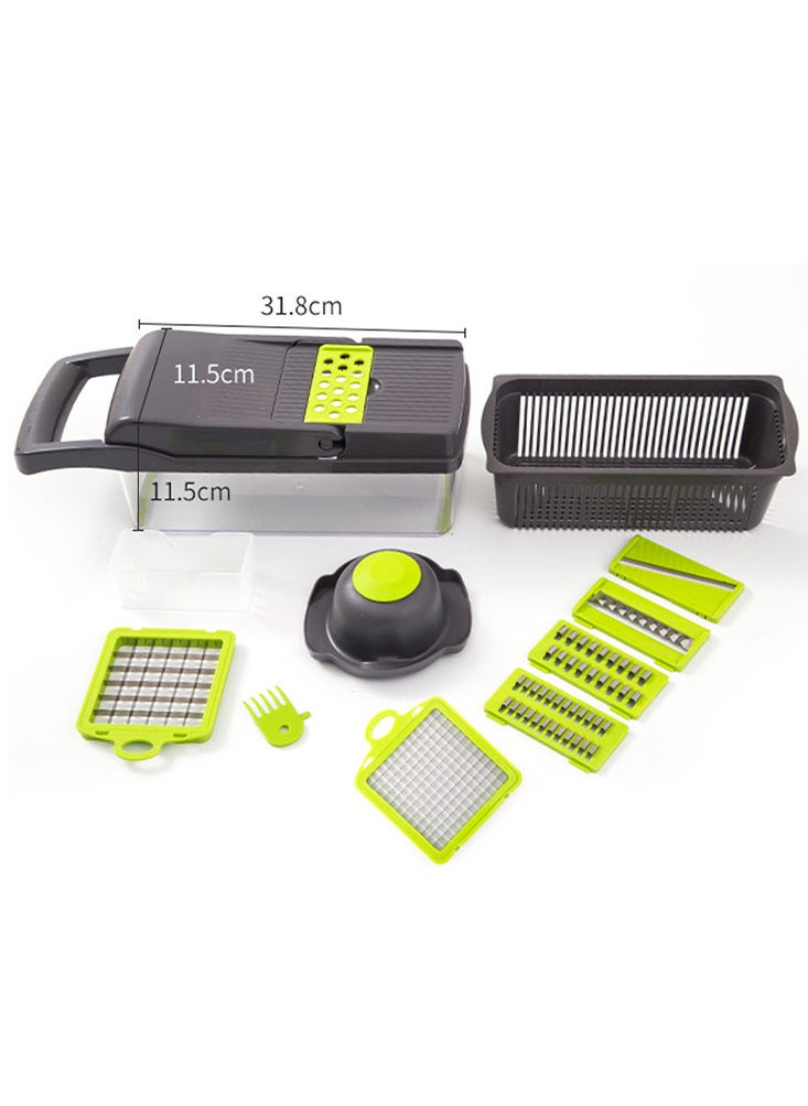 Kitchen Food Chopper Mandoline Slicer - 12 in 1 Vegetable Cutter and Onion Chopper Dicer with Rustproof Stainless Steel Blades