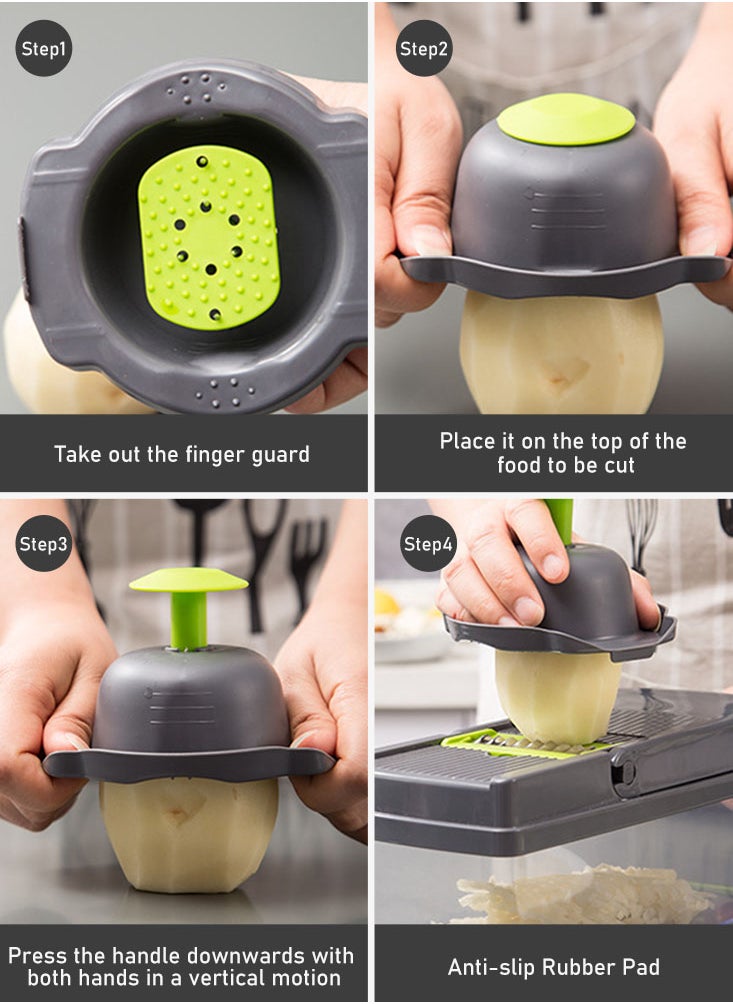 Kitchen Food Chopper Mandoline Slicer - 12 in 1 Vegetable Cutter and Onion Chopper Dicer with Rustproof Stainless Steel Blades