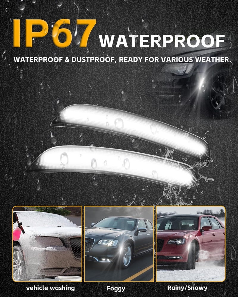 GSOWO 4 PCS LED Side Marker Light Kits for Chrysler 300 (2015-2023) - White - Image 4