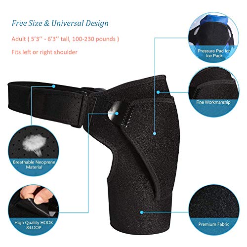 RUNZI Shoulder Support Brace with Pressure Pad for Men Women, Adjustable Shoulder Brace for Torn Rotator Cuff, Tendonitis, Dislocation, AC Joint, Bursitis, Labrum Tear, Pain, Fits Right or Left Shoulder - Image 2