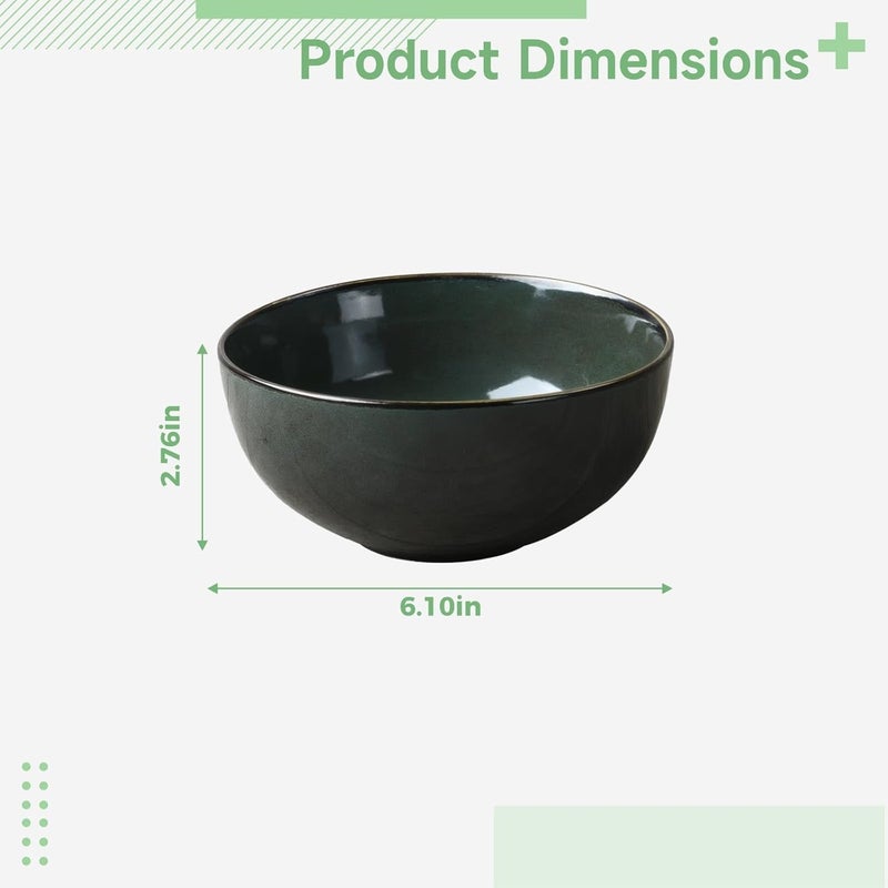 Japanese Ceramic Ramen Bowl, 6.1 In / 15.5 Cm Green Soup Bowl, Matte Glaze, Underglaze Craft, Easy Clean, For Noodles, Rice, Pasta, Salad - Image 2