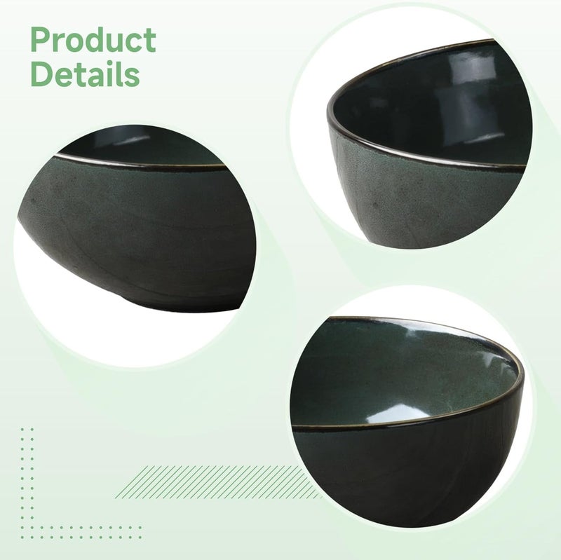 Japanese Ceramic Ramen Bowl, 6.1 In / 15.5 Cm Green Soup Bowl, Matte Glaze, Underglaze Craft, Easy Clean, For Noodles, Rice, Pasta, Salad - Image 5