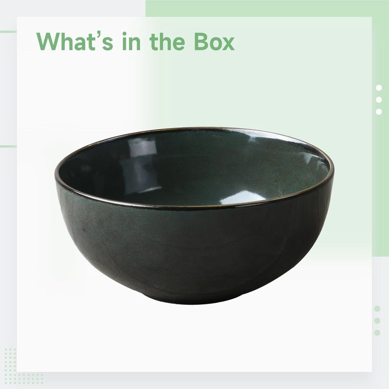 Japanese Ceramic Ramen Bowl, 6.1 In / 15.5 Cm Green Soup Bowl, Matte Glaze, Underglaze Craft, Easy Clean, For Noodles, Rice, Pasta, Salad - Image 3