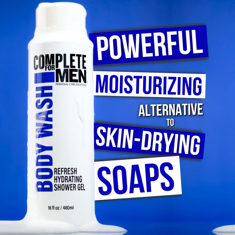 COMPLETE FOR MEN - Hydrating Shower Gel for Men: Sulfate-Free Mens Body Wash, Natural Shower Gel - Moisturizing Body Wash for All Skin Types, Soap & Body Cleansers, Bath Gel for Dry Skin - Image 3
