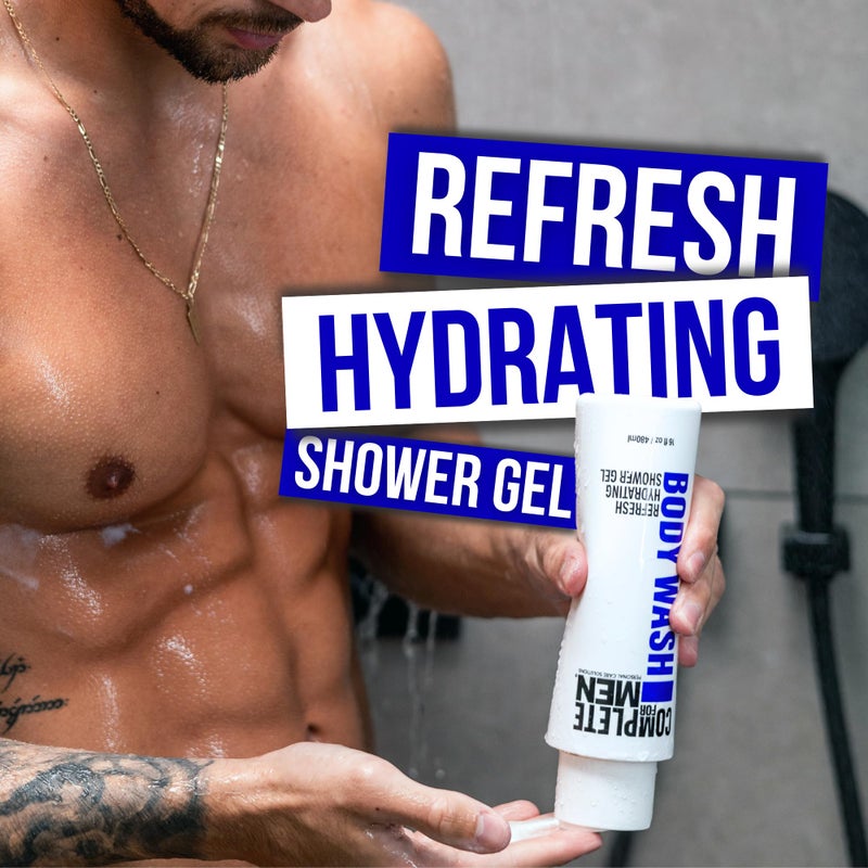 COMPLETE FOR MEN - Hydrating Shower Gel for Men: Sulfate-Free Mens Body Wash, Natural Shower Gel - Moisturizing Body Wash for All Skin Types, Soap & Body Cleansers, Bath Gel for Dry Skin - Image 2