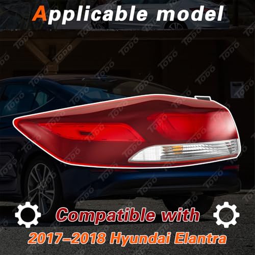 TODO Left Outer Tail Light with Side Marker Compatible with 2017-2018 Hyundai Elantra US Built, Driver Side Exterior Rear Lamp Replacement OE 92401-F3000 - Image 2