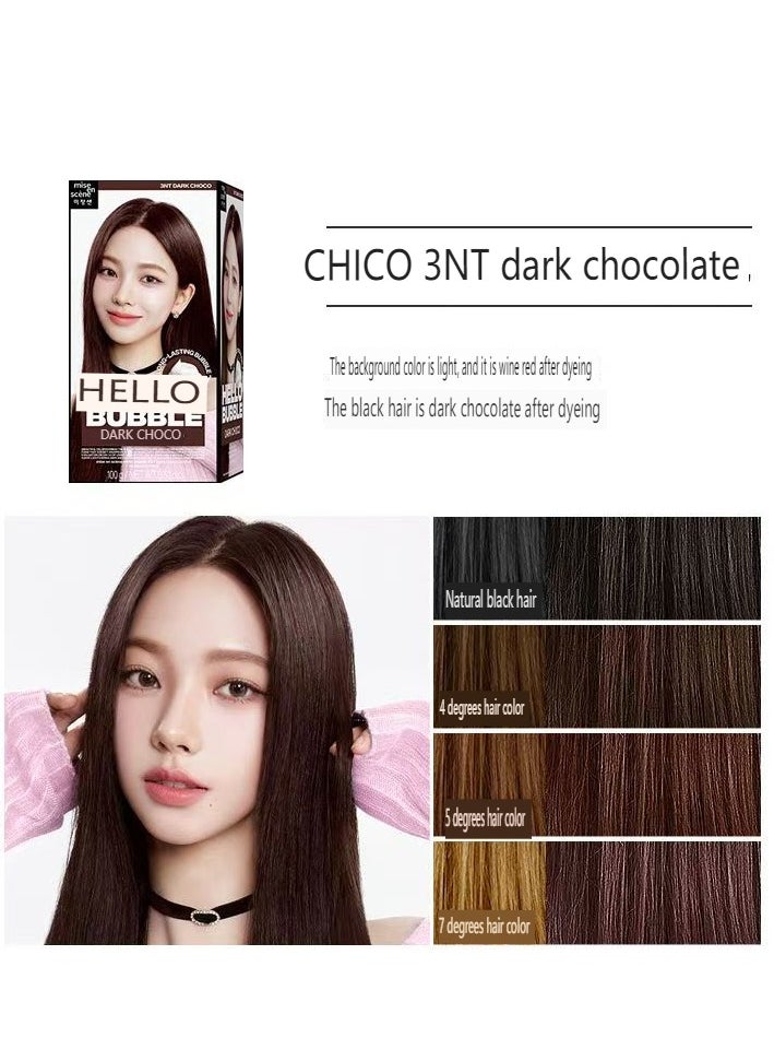 Mise En Scène Mise En Scene Hello Bubble foam hair color, CHICO 3NT dark chocolate,- Self Hair Dye Function, All Hair Type 