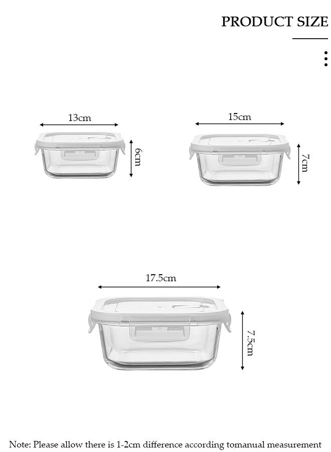 DUNISO 3 قطع صندوق غداء زجاجي، حاوية طعام بنمط بينتو مقاومة للتسرب مع غطاء محكم ومقسم، صندوق تخزين طعام محكم قابل لإعادة الاستخدام، حاويات تخزين الطعام للميكروويف، الفرن، المجمد وغسالة الصحون، حاويات تحضير الوجبات الزجاجية للتخزين/حاوية الطعام/صندوق غداء بينتو - Image 2