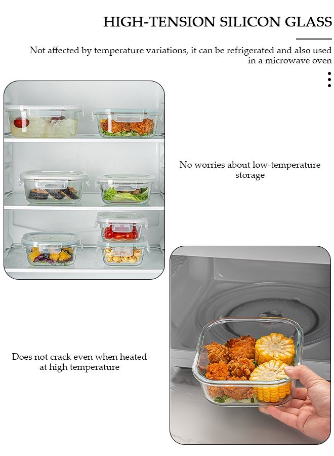 DUNISO 3 قطع صندوق غداء زجاجي، حاوية طعام بنمط بينتو مقاومة للتسرب مع غطاء محكم ومقسم، صندوق تخزين طعام محكم قابل لإعادة الاستخدام، حاويات تخزين الطعام للميكروويف، الفرن، المجمد وغسالة الصحون، حاويات تحضير الوجبات الزجاجية للتخزين/حاوية الطعام/صندوق غداء بينتو - Image 4
