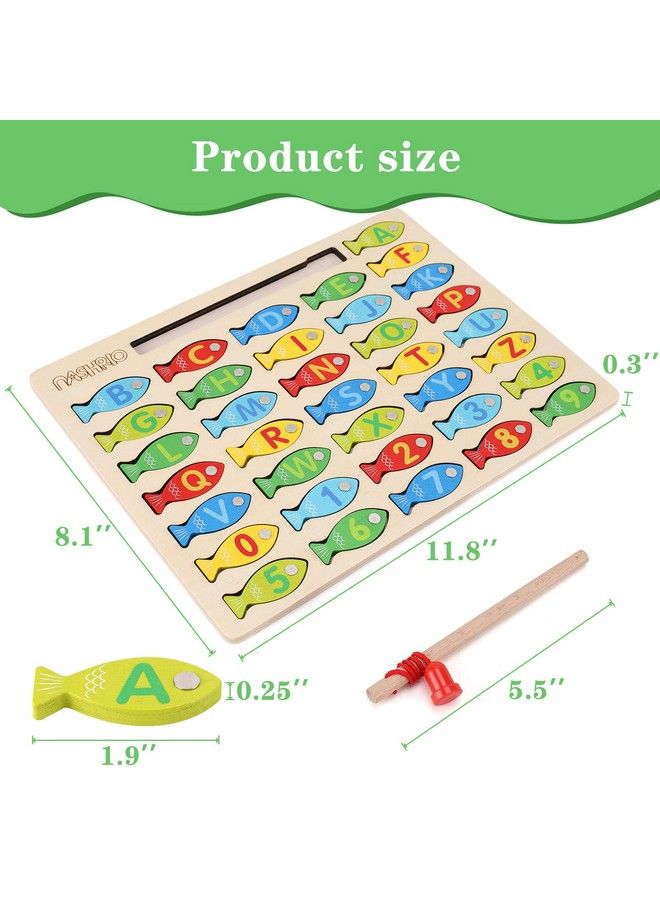 NASHRIO Magnetic Wooden Fishing Game Toy For Toddlers Alphabet Fish Catching Counting Games Puzzle With Numbers And Letters Preschool Learning Abc And Math Educational Toys For 3 4 5 Years Old Girl Boy Kids - Image 5