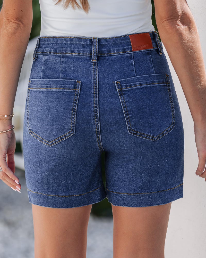 luvamia Jean Shorts for Women High Waisted Trendy Loose Stretchy Denim Shorts Western Wear for Women Classic Blue Size Large Size 12 14 - Image 3