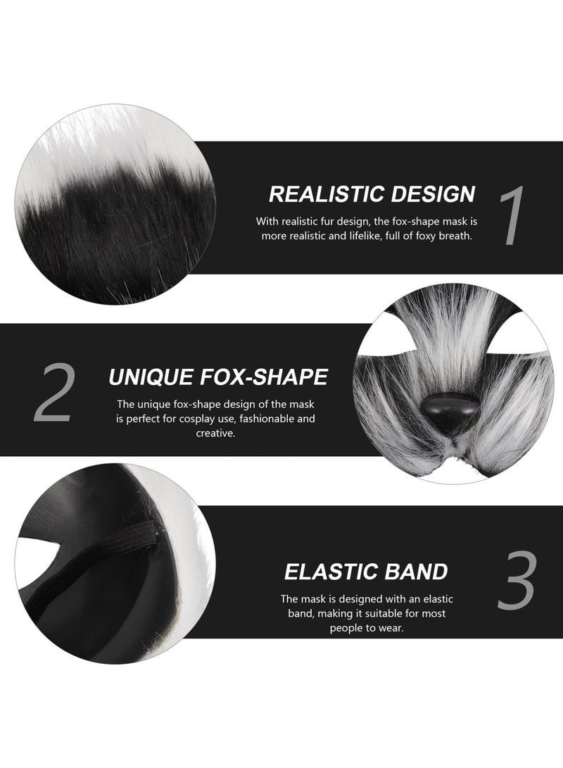 SYOSI Fox Mask, Therian Mask Animal Mask for Cosplay Fox Mask for Costume Party Cosplay Prop Realistic Fox Face Mask Halloween Mask