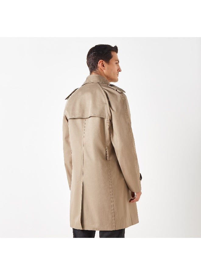 Iconic Iconic Belted Trench Coat with Long Sleeves  - Image 1
