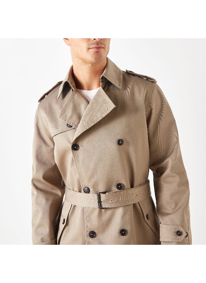 Iconic Iconic Belted Trench Coat with Long Sleeves  - Image 3