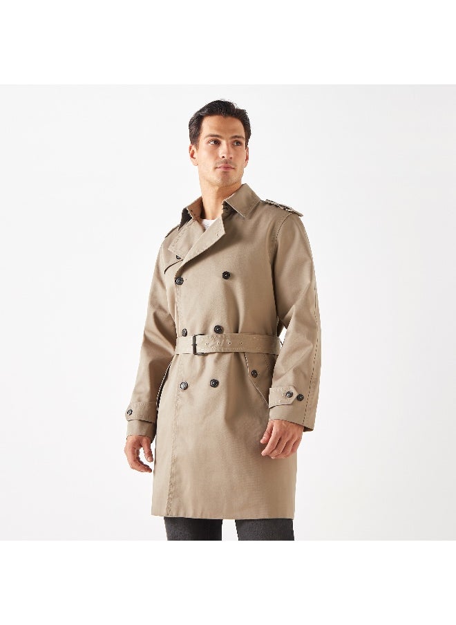 Iconic Iconic Belted Trench Coat with Long Sleeves  - Image 2