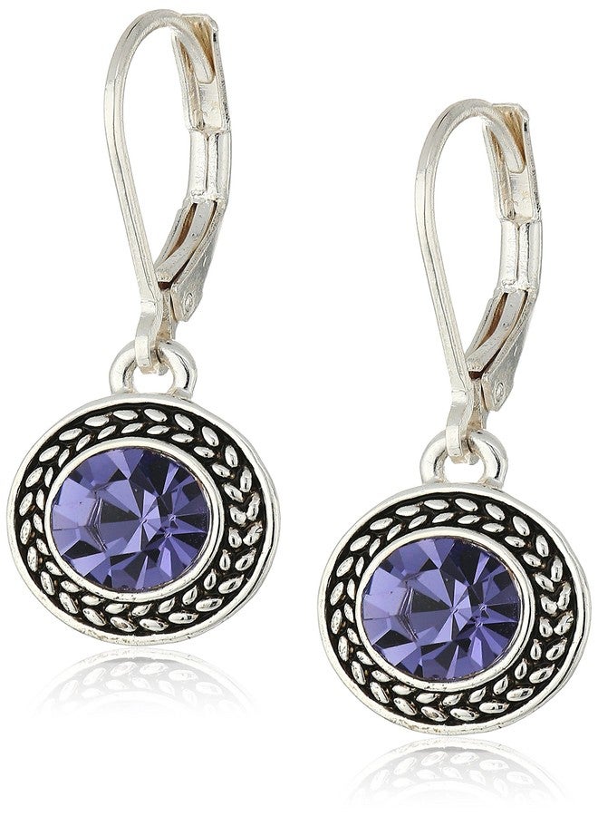 Napier "Classics" Silver-Tone and Tanzanite Crystal Drop Earrings - Image 1