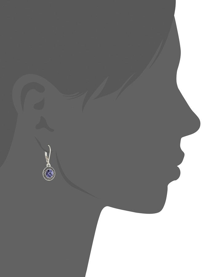 Napier "Classics" Silver-Tone and Tanzanite Crystal Drop Earrings - Image 2