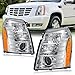Fullux HID Projector Headlight Assembly for 20072014 Cadillac Escalade20072014 Escalade ESV20072013 Escalade EXT Left Right Side Headlamp Chrome Housing Amber Reflector - Image 2
