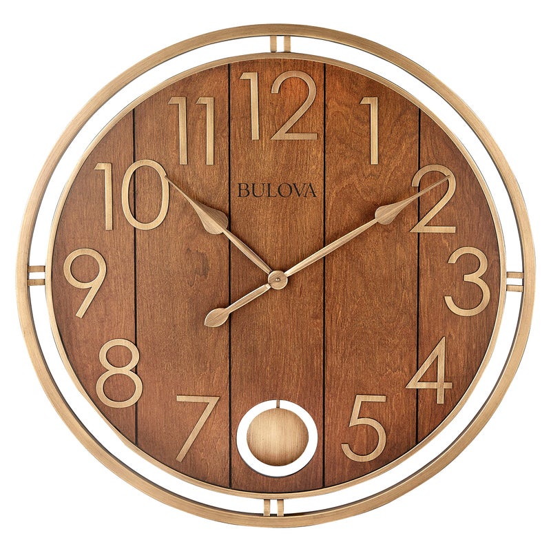 Bulova Bulova Panel Time Oversize Wall Clock 30 Warm Cherry and Soft Bronze C4806 