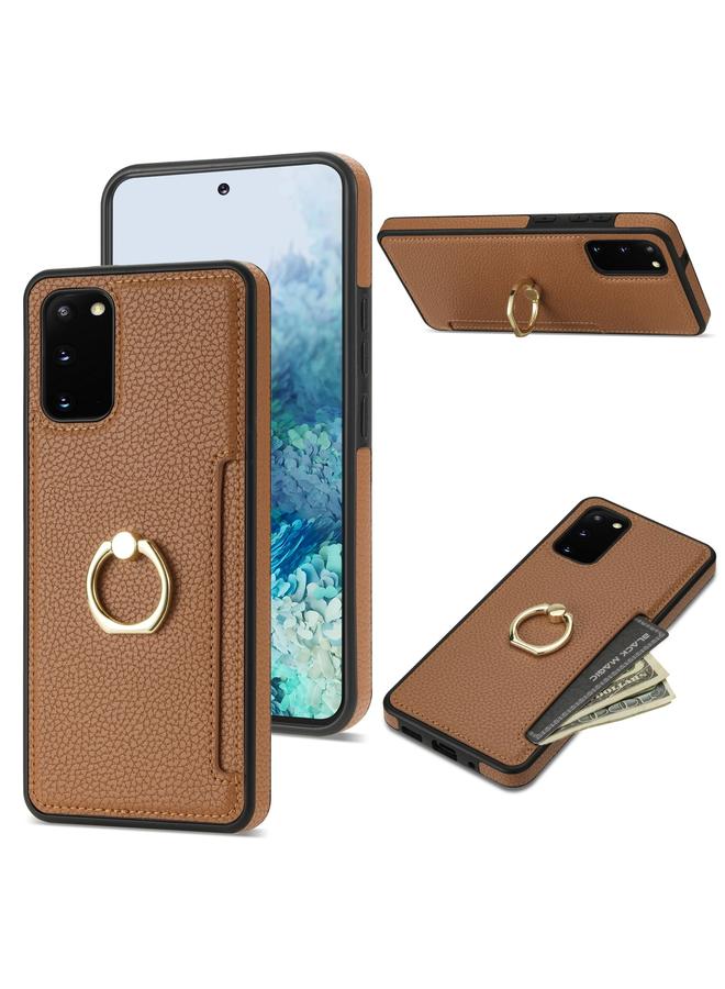 S-TOP Case For Samsung Galaxy S20 Ring Card Litchi Leather Back Phone Case - Image 1