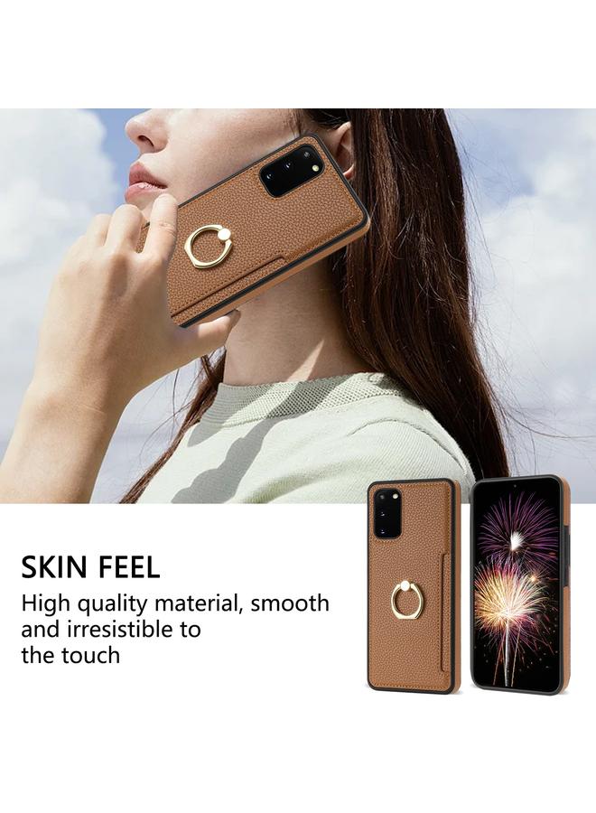 S-TOP Case For Samsung Galaxy S20 Ring Card Litchi Leather Back Phone Case - Image 4