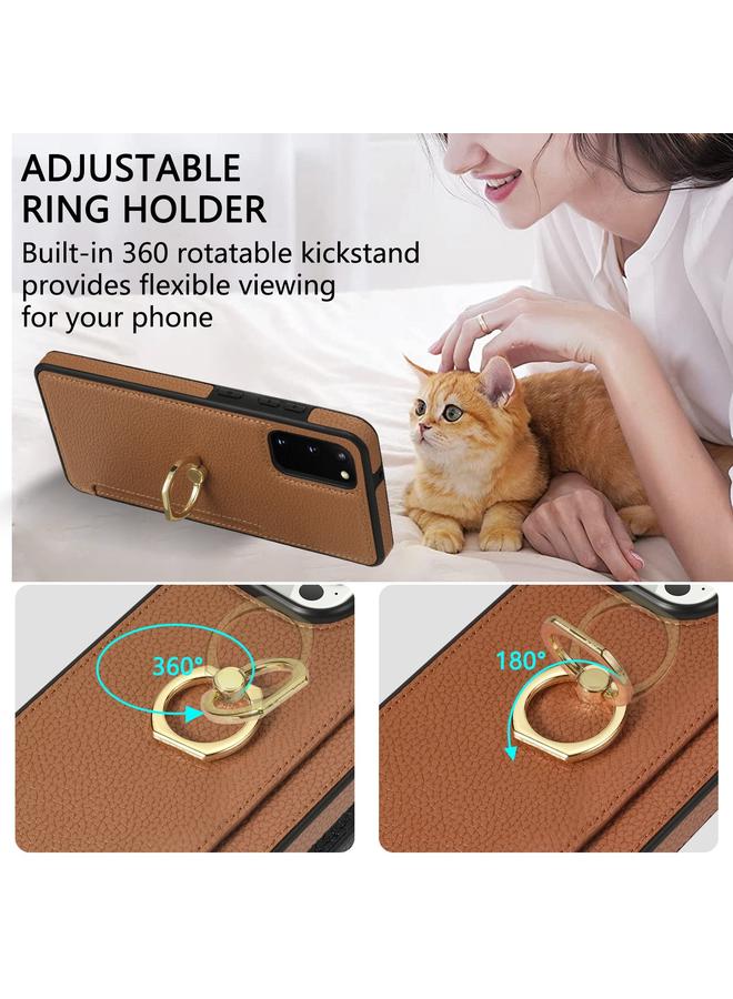 S-TOP Case For Samsung Galaxy S20 Ring Card Litchi Leather Back Phone Case - Image 5