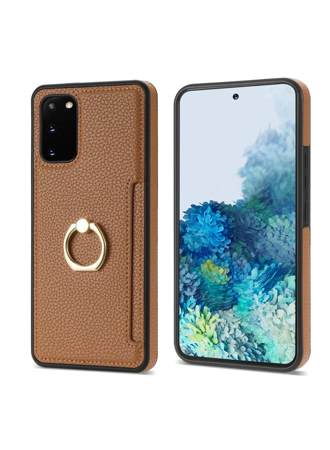 S-TOP Case For Samsung Galaxy S20 Ring Card Litchi Leather Back Phone Case - Image 2