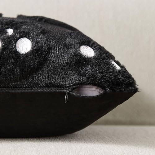 DFXSZ Halloween Pillow Covers 18x18 inch Set of 2 Black Skeletont Halloween Decorations Soft Plush Faux Fur Wool Couch Cushion Case for Chair Sofa Bedroom Living Room Home Decor PTK04E18 - Image 3