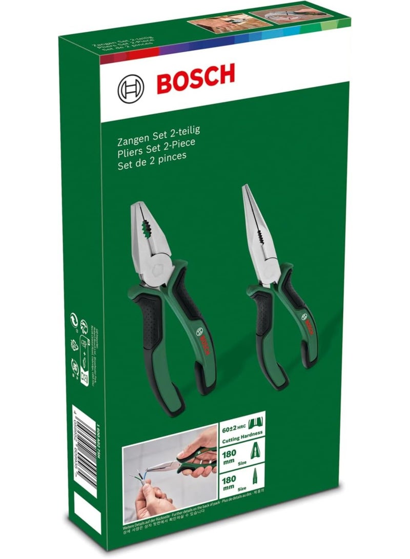 Bosch 2-piece pliers set (1 high-quality, precise and durable pliers and 1 long ergonomic pliers for many different tasks, chrome-nickel surface) - Image 3