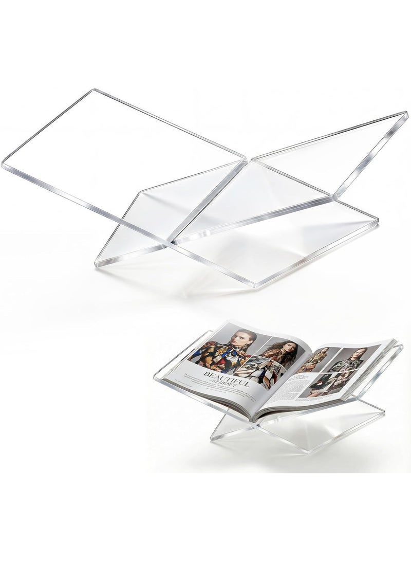 Bincoo Acrylic Book Stand, Large Clear Acrylic Book Holder, Open Stand for Display and Reading Cookbooks, Art Books, Magazines Holder for Home and Office - Image 1