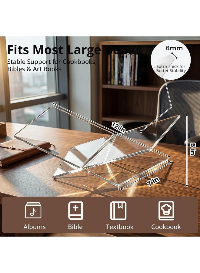 Bincoo Acrylic Book Stand, Large Clear Acrylic Book Holder, Open Stand for Display and Reading Cookbooks, Art Books, Magazines Holder for Home and Office - Image 4