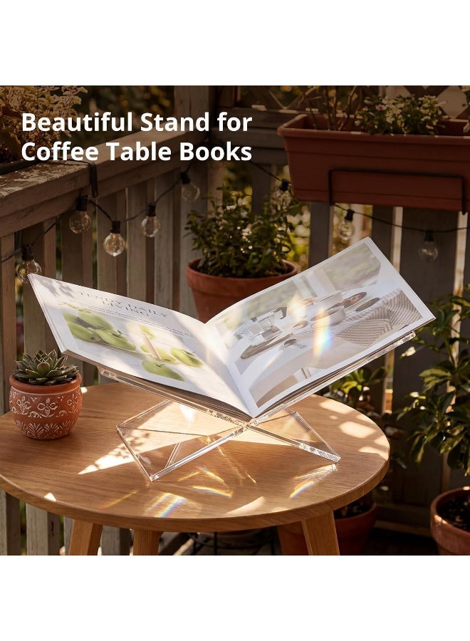 Bincoo Acrylic Book Stand, Large Clear Acrylic Book Holder, Open Stand for Display and Reading Cookbooks, Art Books, Magazines Holder for Home and Office - Image 2