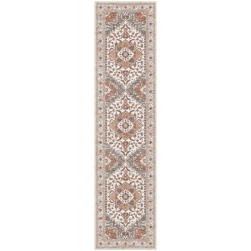 Yamaziot Washable Runner Rug, 2x8 Non-Slip Boho Vintage Hallway Rug Runner with Rubber Backing, Low Pile Faux Wool Distressed Carpet Runner for Bedroom, Kitchen, Laundry, Entrance, Ginger Grey - Image 2