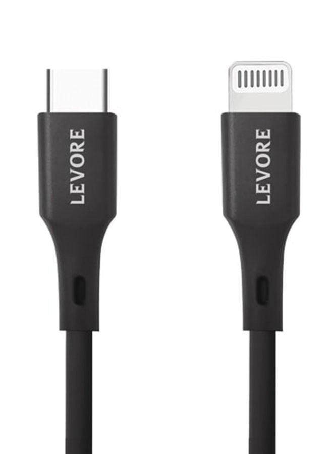 Levore USB-C to Lightning Cable MFI Certified TPE 1.8m - Black - Image 1