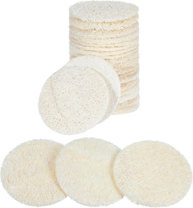 20 Pcs Natural Loofah Sponge Pads for Washing Face Exfoliating Body Facial Scrub Pads for Makeup Dead Skin Masks Removal Exfoliating Face Pad for Women Men Cleansing Skin217 Inch