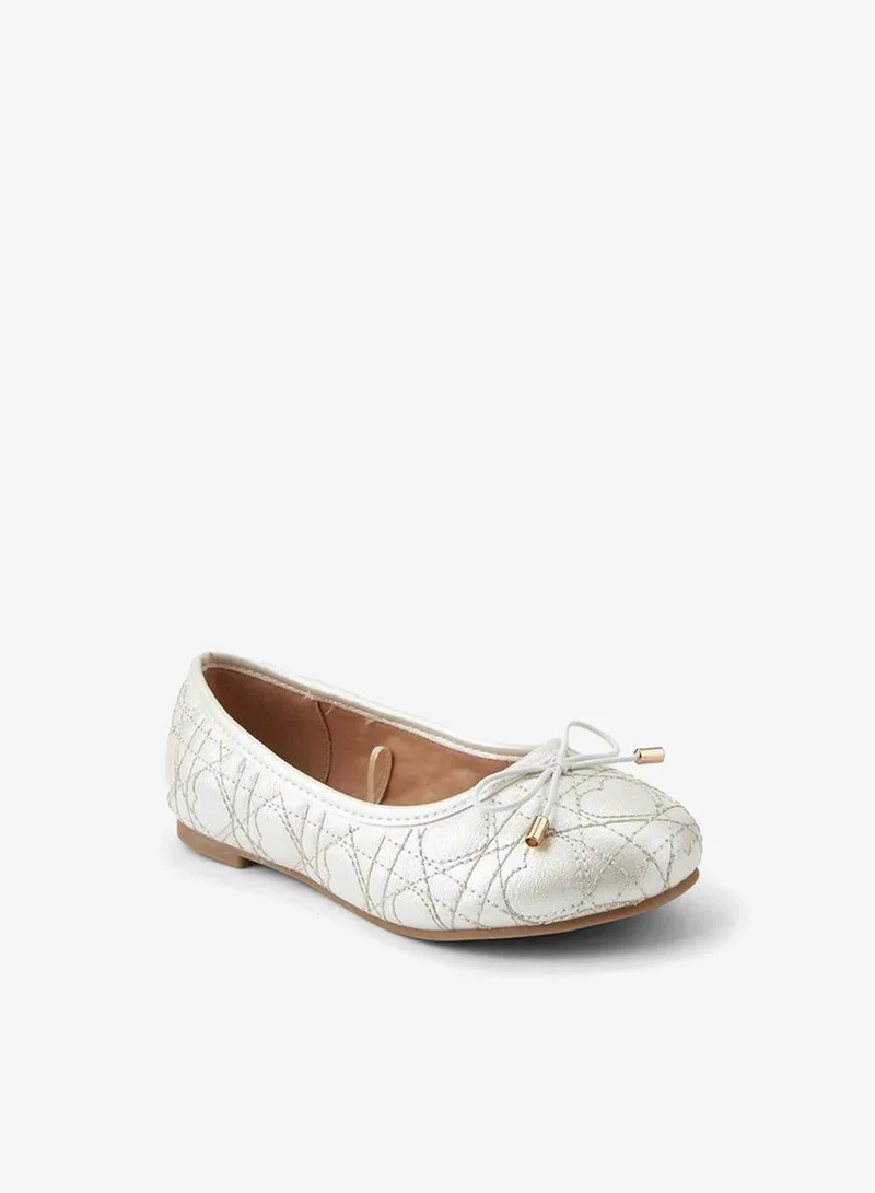 Little Missy WHITE Girls' Quilted Ballerina Shoes for Women | Best Price UAE