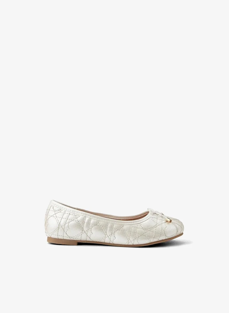 Little Missy WHITE Girls' Quilted Ballerina Shoes for Women | Best Price UAE