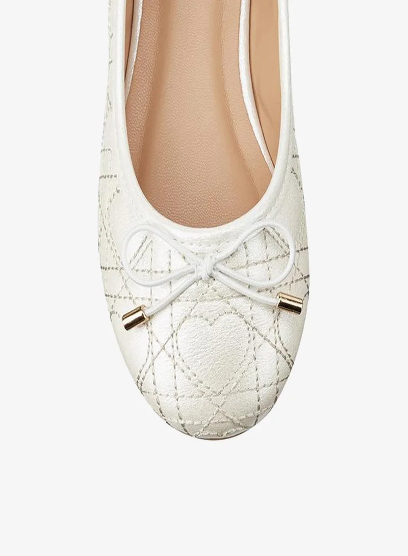 Little Missy WHITE Girls' Quilted Ballerina Shoes for Women | Best Price UAE