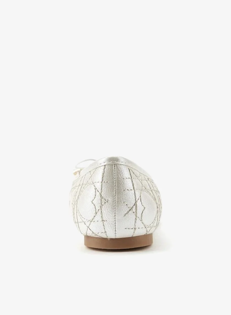 Little Missy WHITE Girls' Quilted Ballerina Shoes for Women | Best Price UAE