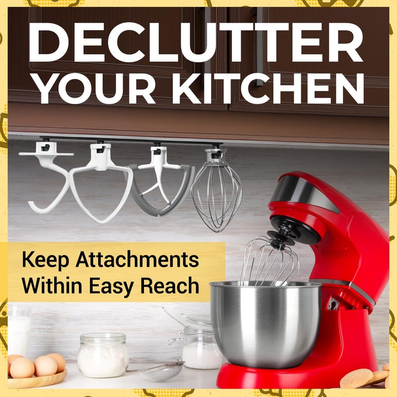 Samorillo Stand Mixer Attachment Holder Compatible with All Kitchen Aid Mixer Accessories - Quick & Easy Installation Perfect for Kitchen Organization & Attachment Storage - Securely Holds 4 Mixer Attachments - Image 2
