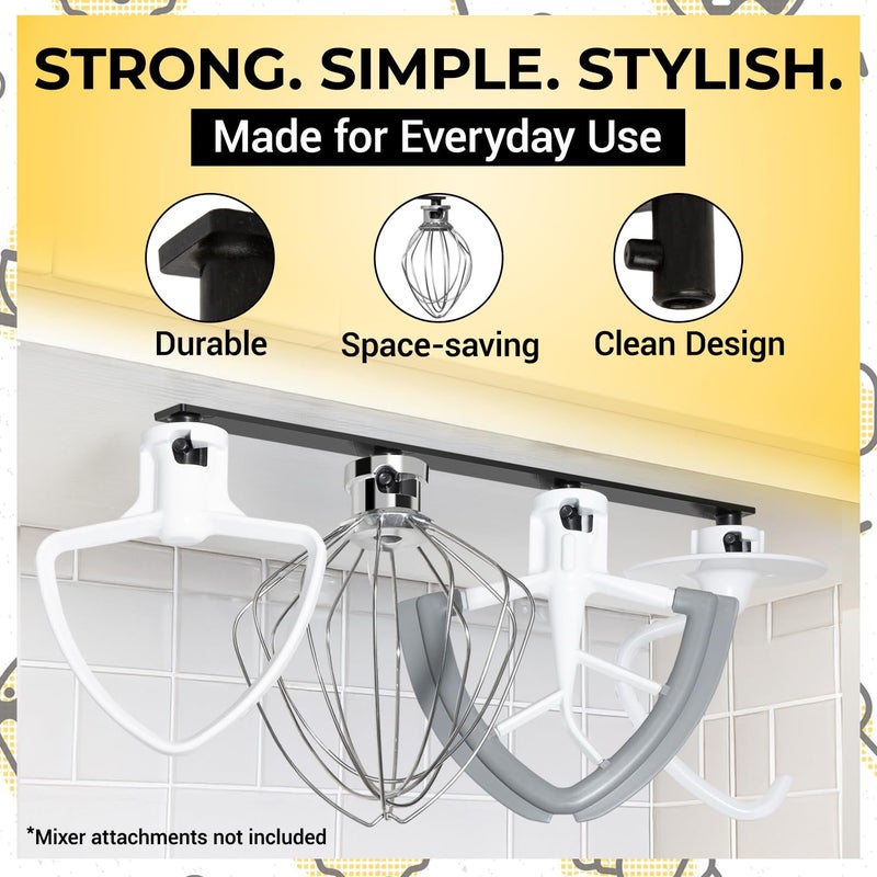 Samorillo Stand Mixer Attachment Holder Compatible with All Kitchen Aid Mixer Accessories - Quick & Easy Installation Perfect for Kitchen Organization & Attachment Storage - Securely Holds 4 Mixer Attachments - Image 5