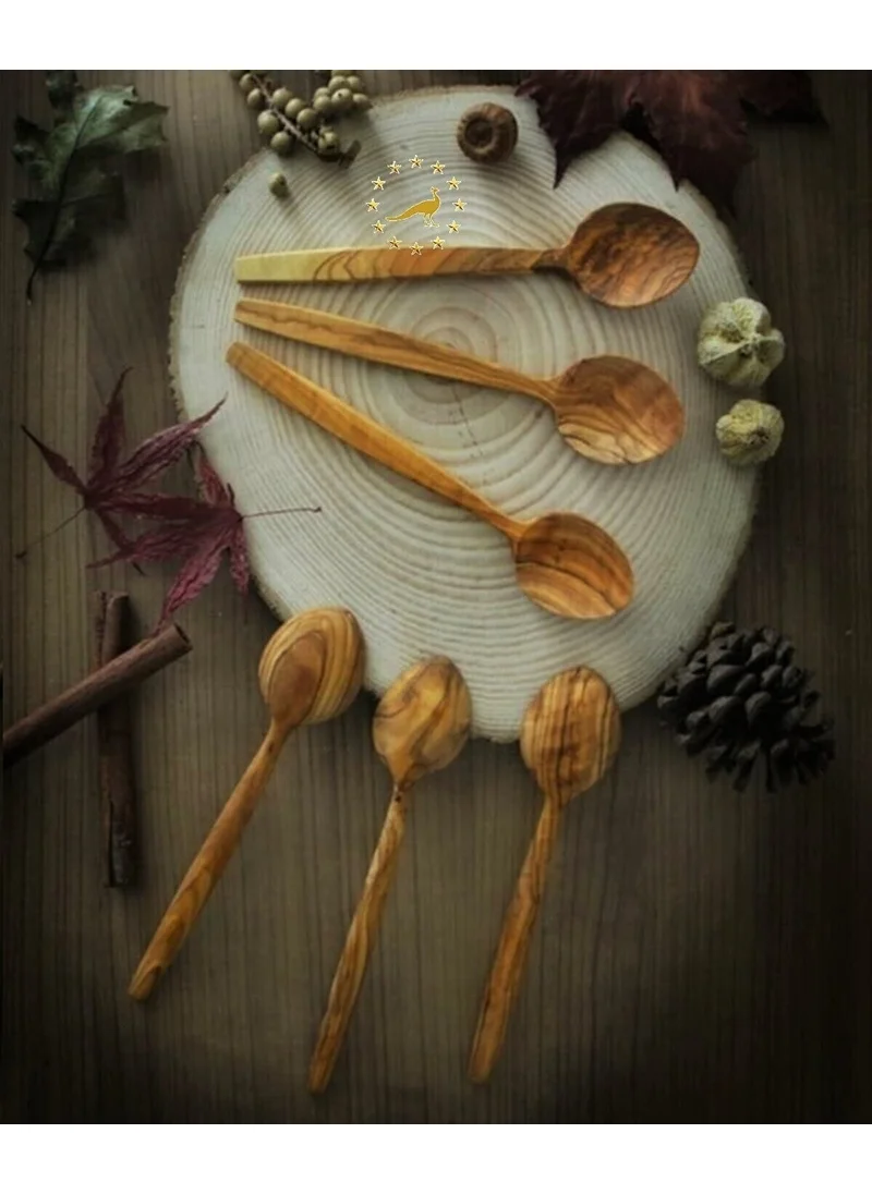 Troyan 1868 Natural Olive Wood 6-Piece Food Spoon Set (Breakfast Set) 15 cm