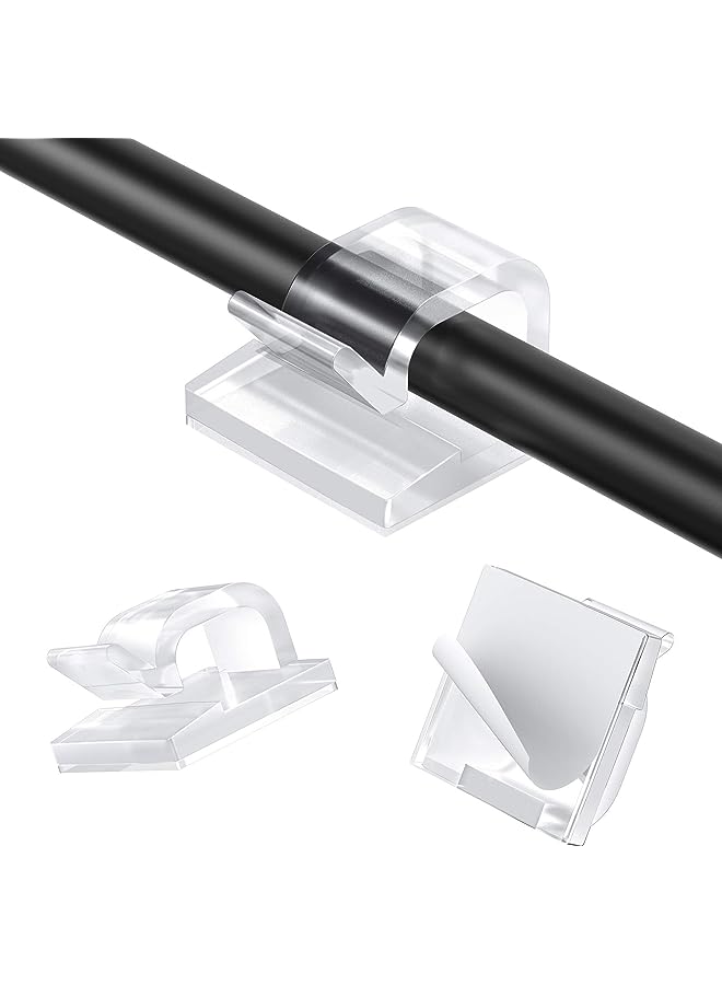 PROMASS Pieces Cable Clips, Transparent Cable Management Clips, Strong Self Adhesive Cord Holder, Heavy Duty Wire Holder, Durable Finisher Wire Clamp, for Cable Management, USB Charging Cable - Image 1