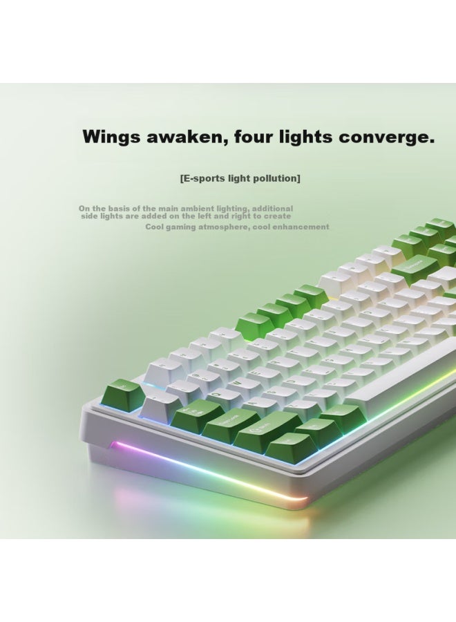 AUSDOM Asdun H87 Silent Mechanical Keyboard, Wireless Bluetooth Tri-mode, Gaming, E-sports, Office, Customizable Keyboard, Gasket Structure, 6-layer Filling, 1000mah Safe Key, Anti-ghosting, Green And White - Image 2